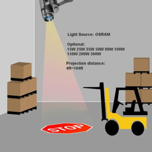 Yoijoys Professional Safety Warning Sign Stop For Forklift Security Pass Sidewalk Sign Led Gobo Projection Light Long Distance