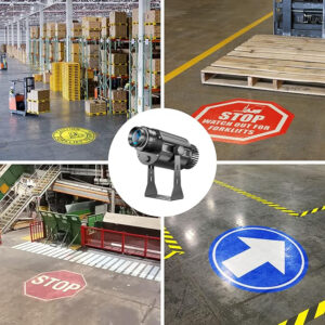 Yoijoys 400W High Power Advertising Floor Sign Projection Light Outdoor Safety Warning Sign Gobo Led Projector Lights Rotation