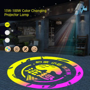 YoiJoys LED Advertising High Power 100W HD Gobo 5 Colors Changing Projector Logo Lamp Waterproof Free Of Customized Glass Lens