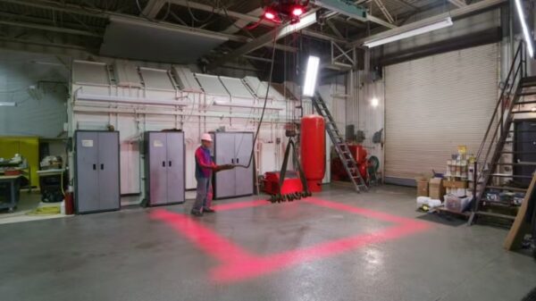 Yoijoys 72W Overhead Crane Led Pedestrian Warning Light Blue Spot Red Line Pattern - Image 6