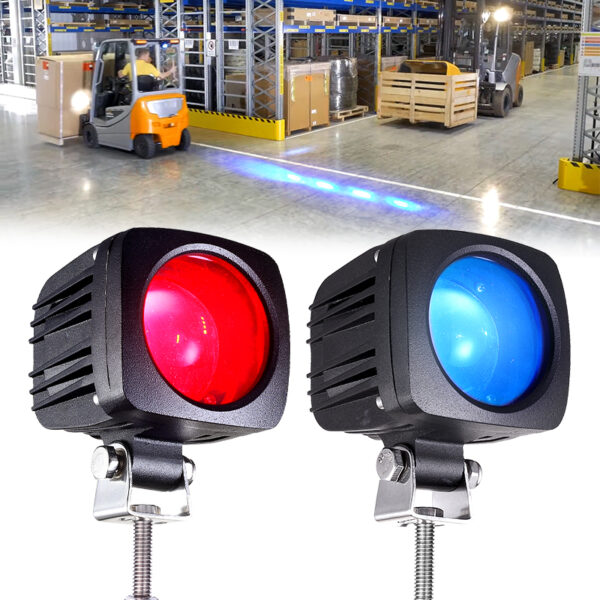 Yoijoys 12W waterproof IP67 forklift red blue zone safety warning light 4 points spot led light DC10-80V
