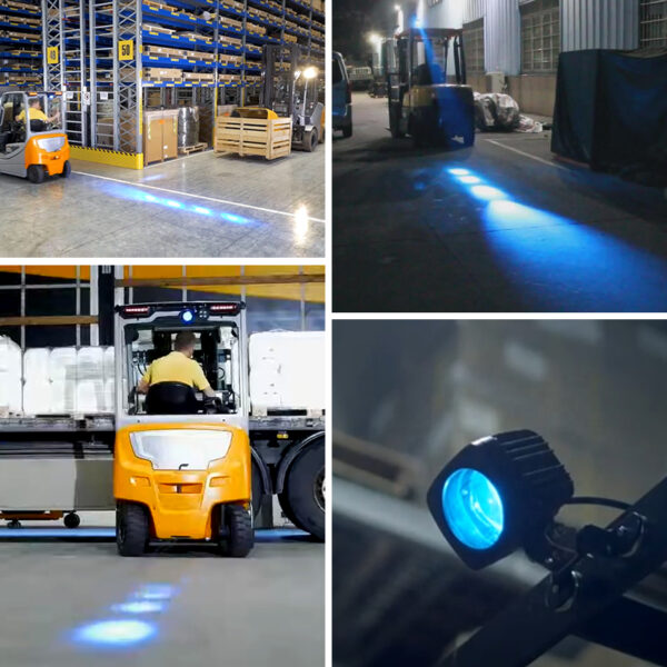 Yoijoys 12W waterproof IP67 forklift red blue zone safety warning light 4 points spot led light DC10-80V - Image 4
